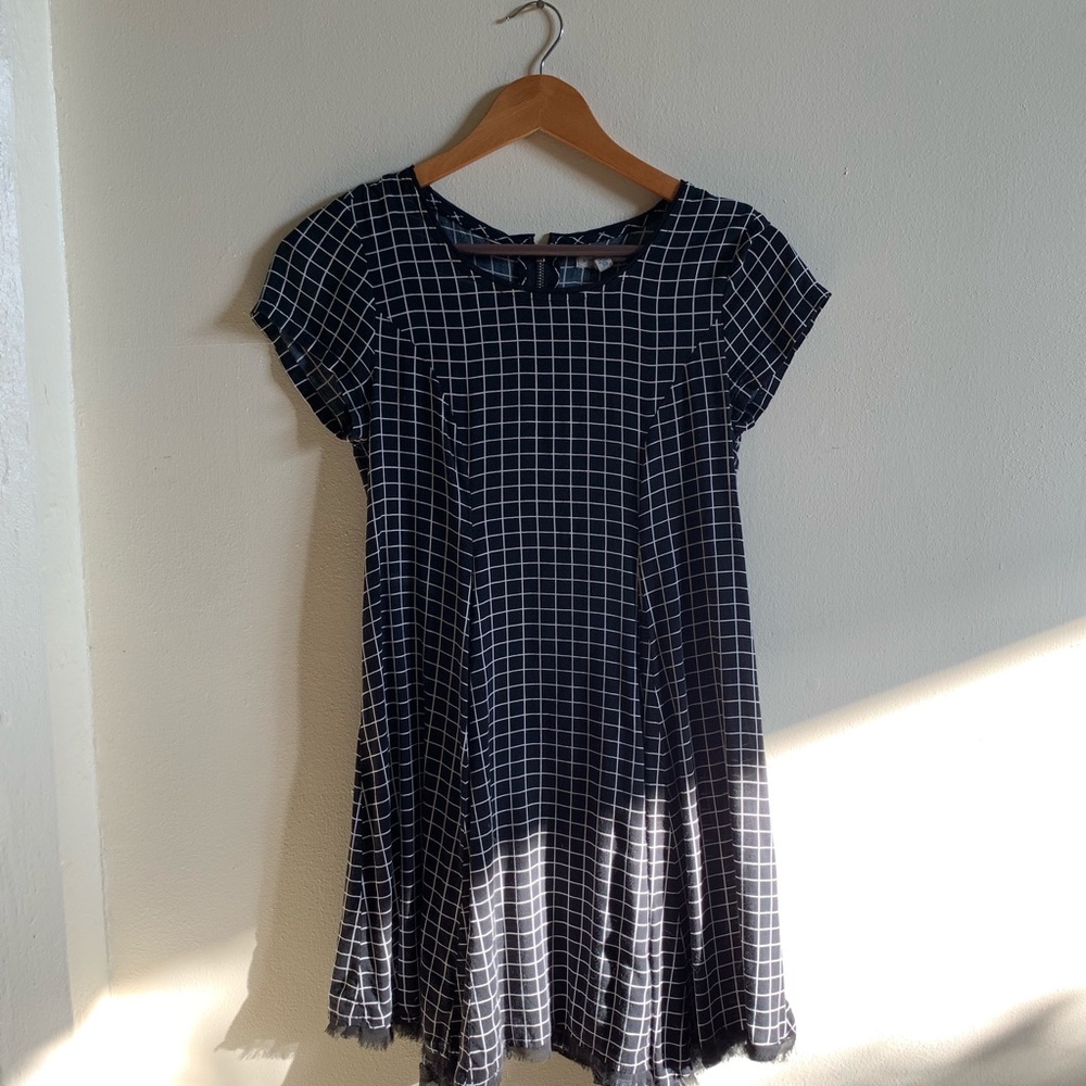 silence + noise grid pattern dress